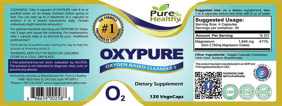php8legs's tweet image. Amazon.com: Oxypure 120 Cap: Health &amp;amp; Personal Care - Affiliate Link - amazon.com/dp/B01GSF5WOO/… - #oxypure #cap #health #personal #care #detoxify #refresh #colon #promote #absorption #essential #nutrients #growth #good #bacteria #eliminating #bad #deadly