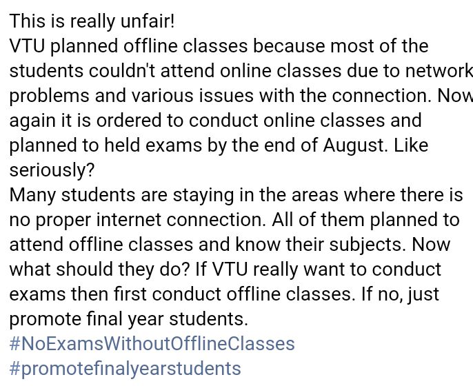 SweekrithRai's tweet photo. When most of the students doesn't have proper internet facility,how can you conduct online classes??If everything is possible through online mode,why do we need colleges in India???
#PromoteFinalYearStudents
#StudentsInSCForJustice
@PMOIndia
@HRDMinistry
@ugc_india
@AmitShah https://t.co/BoN7yPNgbf