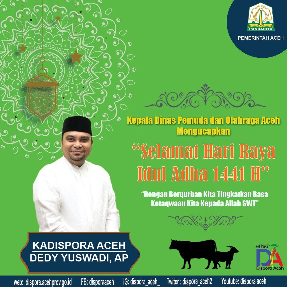dispora_aceh2's tweet photo. Selamat Hari Raya Idul Adha 1441 H, #disporaaceh #dispora #aceh #acehteuga #acehjuara https://t.co/PB91GdwqpQ