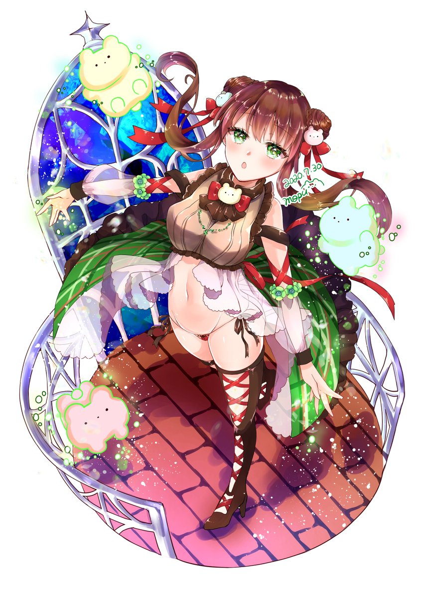 16巡目 ソシャゲ風イラスト くまさん使いの女の子 躍動感 色使い頑張 もぷのイラスト