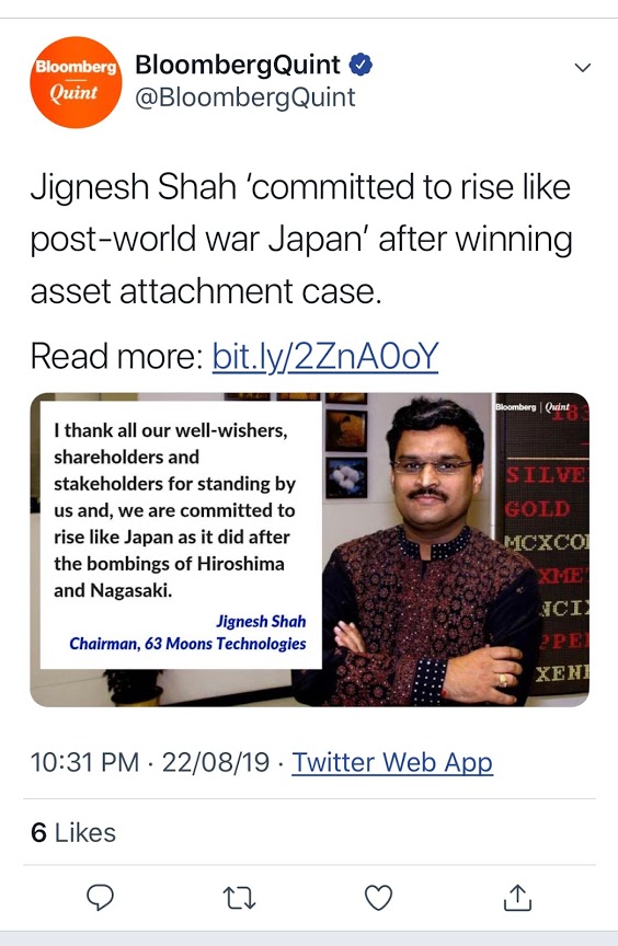 Where does this leave NSEL victims? No recovery, no trial, Jignesh Shah and his accomplices are free and throwing 5 star parties. All attached assets freed by Jignesh Shah and his company FTIL. Government not interested in recovering own PSU money form this fraudster. 20/