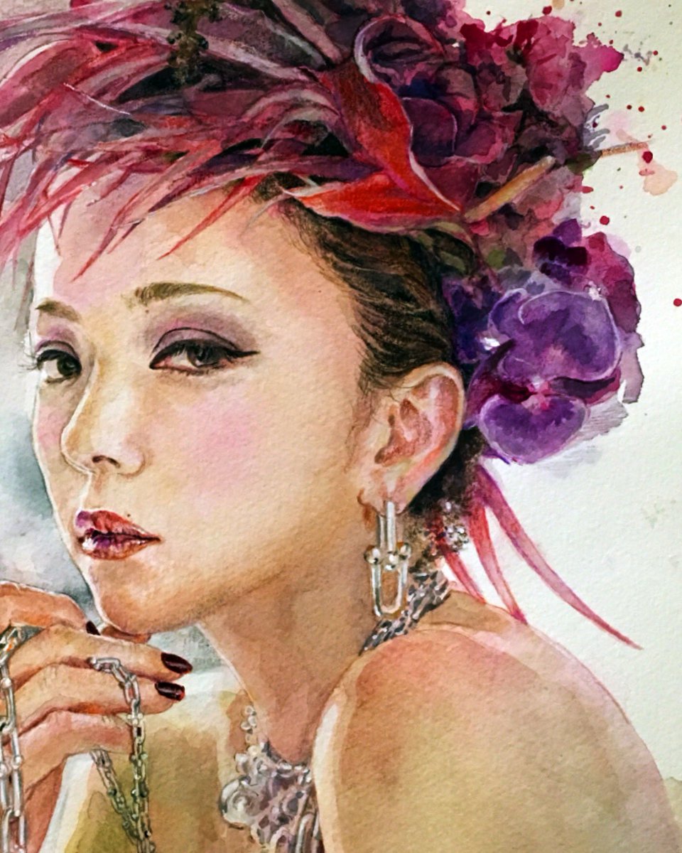 コナン 安室奈美恵 安室ちゃん 水彩画 色鉛筆画 パステル画 安室ちゃん可愛い すみか のイラスト