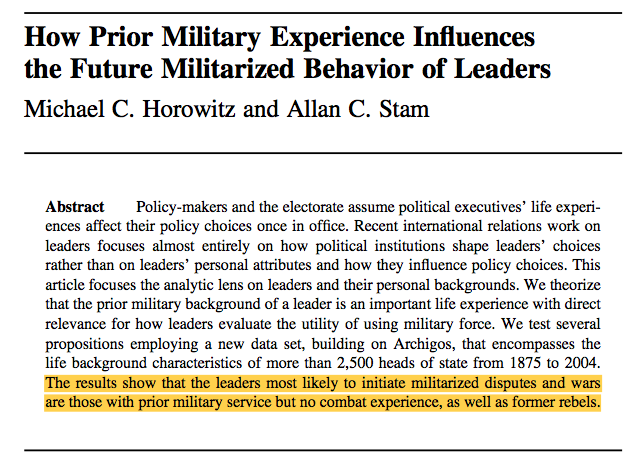 ... the beliefs of Mao and Deng on the role of nuclear weapons in China's security. The second type of arguments attribute the effect to not simply the leader, but to a specific prior life experience of the leader. For example, Horowitz and Stam argue that prior...