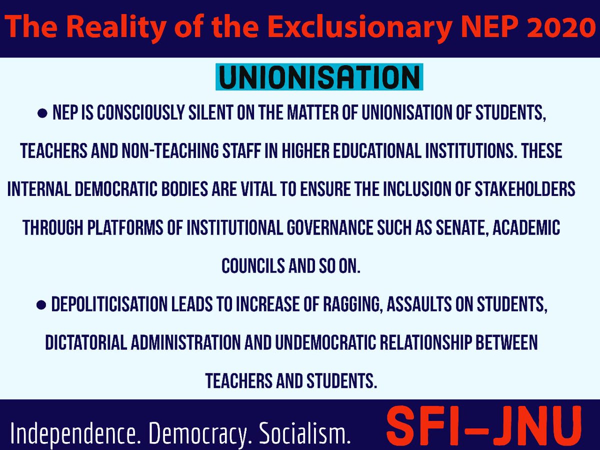 NEP's silence on unionisation.  #RejectNEP2020 3/11