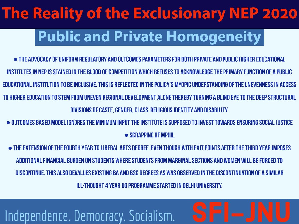 NEP's false equivalence of Public and Private institutions in regulatoru and outcome parameters.  #RejectNEP2020 9/11