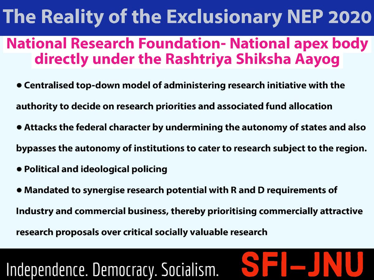 How centralisation through National Research Foundation will harm academic research.  #RejectNEP2020 11/11