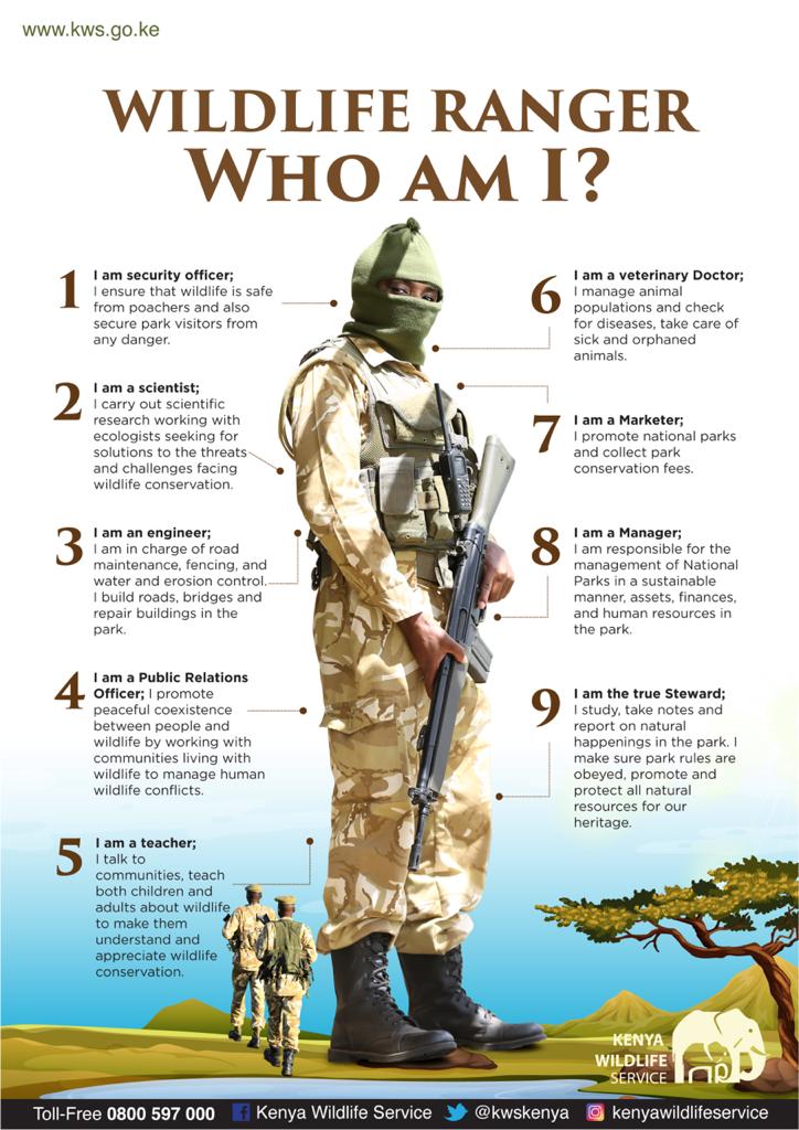 KWSKenya's tweet photo. We pay homage to the wildlife rangers the world over for your broad duties towards conservation. #OurRangersOurHeroes #WorldRangerDay https://t.co/ULbK2rx3Fw