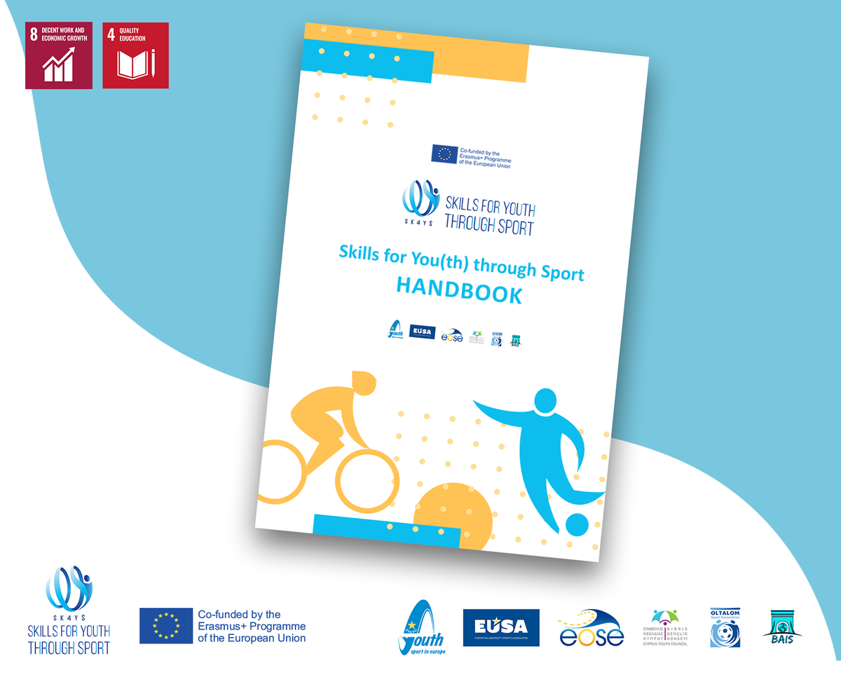 EngsoYouth's tweet photo. We are proud 🥳 to announce that the #SK4YS project handbook is out!

DOWNLOAD it here ➡️ https://t.co/66RT0vaYTT

Thank you @EUErasmusPlus, @EuSport, partners &amp; organisations featured in the project. 

@eusaunisport @CyprusYouthCoun @EOSE_skills @Oltalom BAIS https://t.co/KM7LFB27dr