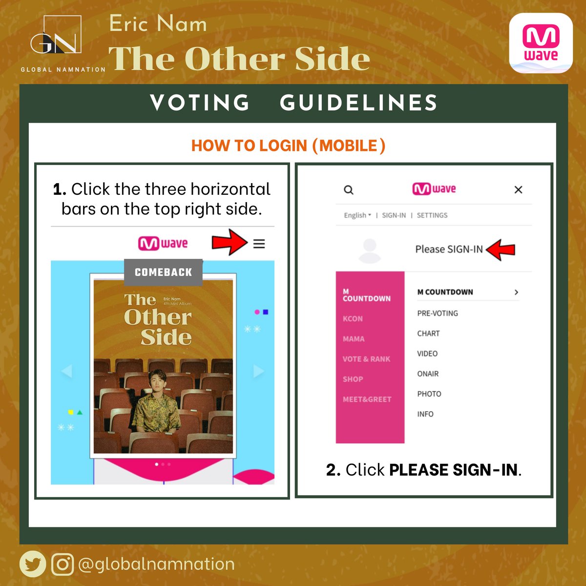 MWAVE   #VotingGuide (2/2)  #EricNamScheduleEric Nam's Activities for July 31, 2020.Don't forget to vote Eric Nam on MWAVE and WHOSFAN for MNet Countdown. Please see separate guidelines.  #EricNam  #에릭남  #TheOtherSide  #ParadiseWithEricNam
