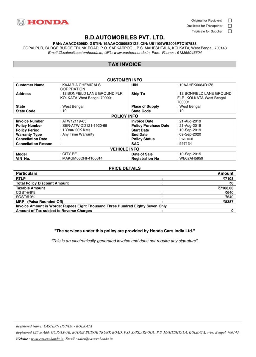 Sud_87's tweet photo. Honda India @HondaCarIndia informs us with this slide that Under Warranty what all is covered. It says Breaking Systems which anyone would think everything related to it. And now that we send our vehicle for some Break repair work,they tell us that particular work is not covered https://t.co/HaghXvZAjN