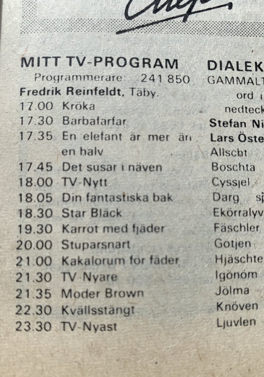 Om Moderaterna vill göra allvar av sina planer på att göra om public service kan de kanske ta hjälp av Fredrik Reinfeldt som redan 1977 i en insändare i Fantomen lämnade förslag till en ny TV-tablå. #svpol <a href="/svt/">SVT</a>