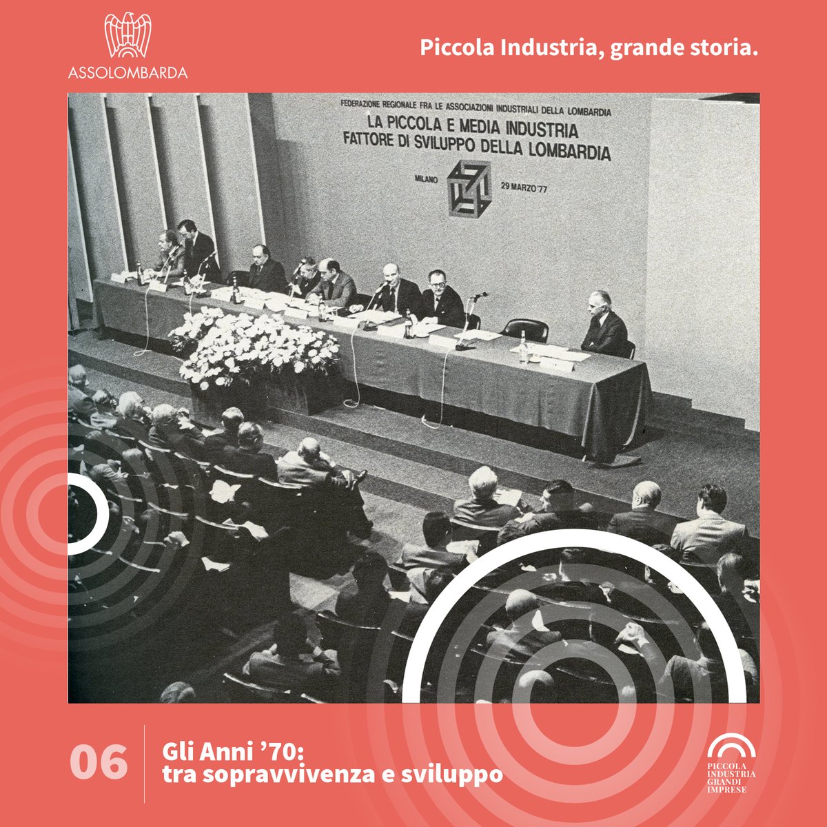 Assolombarda's tweet photo. Negli #anni70 le piccole e medie #imprese decidono di organizzarsi partendo dalla base. Le #PMI diventano protagoniste della storia e del futuro della #Lombardia e dell'intero Paese. 
Online su #GenioeImpresa il podcast "Piccola Industria, grande storia"➡ https://t.co/CAZ5vFtYnU https://t.co/30FiXDhIY1