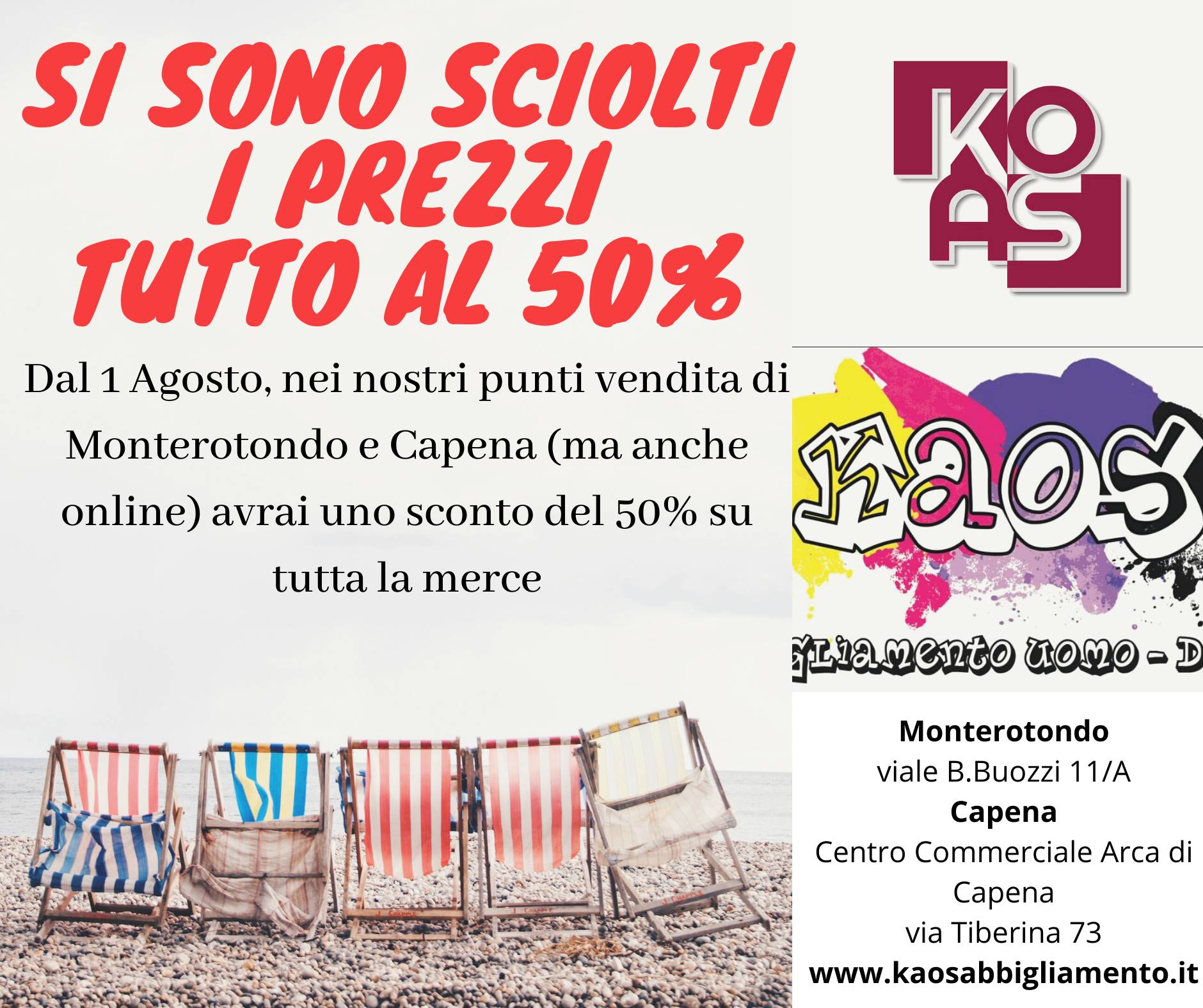 Kaos abbigliamento vendita shop on line