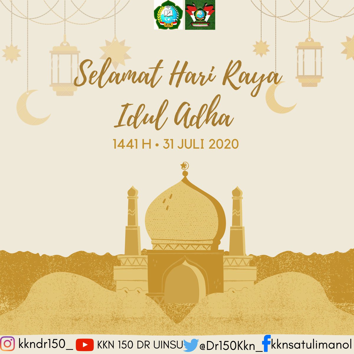 Dr150Kkn's tweet photo. Assalamualaikum Fellas!✨

Kami Keluarga Besar KKN-DR 150 mengucapkan Happy Eid Al- Adha Mubarak 1441 H everyone!✨🌙

#EidAlAdha 
#iduladha1441h 
#EidAdhaMubarak https://t.co/zdQSLywldn