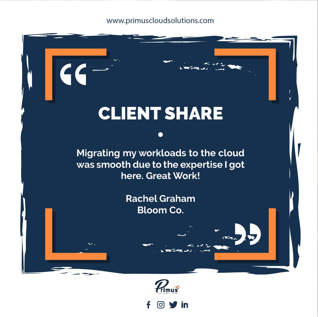 primusclouds's tweet photo. Customer testimonials are always a delight to us.
#primuscloudsolution #primuscloud #cloudservices #thefutureisthecloud
#TGIF https://t.co/zgfs3gg0Z0