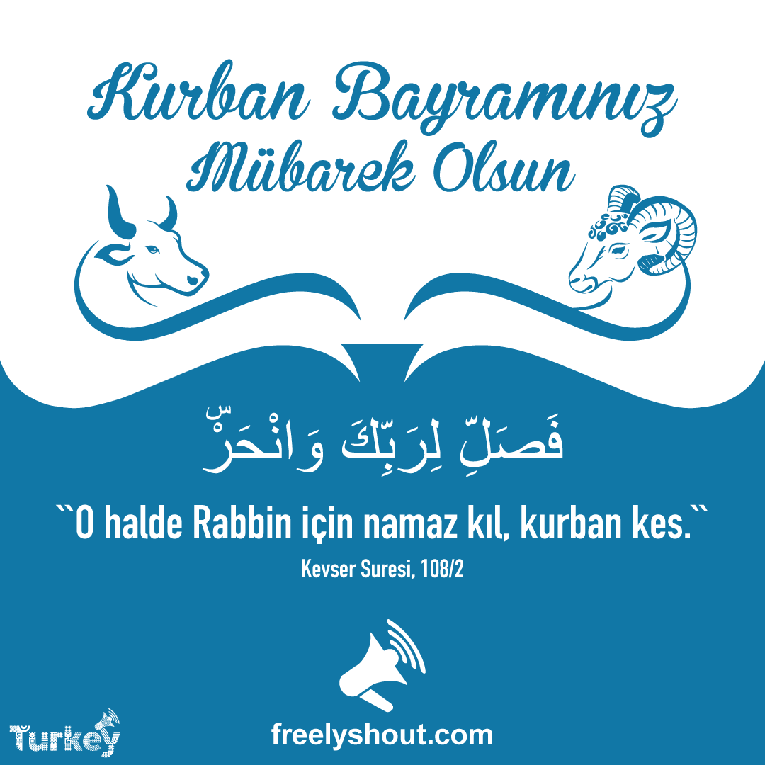 Kurban bayramınız mübarek olsun.
Sevdiklerinizle nice bayramlara...

#Freelyshout #ÖzgürceHaykır #iyibayramlar
freelyshout.com