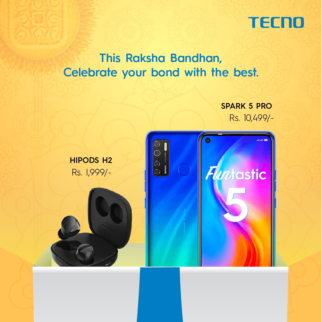 TecnoMobileInd's tweet photo. Special bonds deserve the best love. 

This Raksha Bandhan, gift your sibling a connection worth cherishing from your very own TECNO. 

Available online and at the retail stores near you! 

#Rakhi #Gifting #Tecno #Hipods #H2 #Spark5pro #Funtastic5 #TecnoMobileIndia https://t.co/yAjT18kWkD