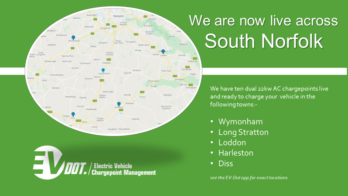 EvdotEv's tweet photo. We are now live across South Norfolk with 10 three phase @ICU_Charging_UK charge points.  @zap_map @The_PlugSeeker @NorfolkEvs @OLEVgovuk @bmm_energy https://t.co/ws9V9peXKe