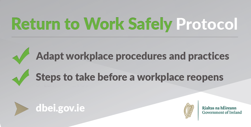 DeptEnterprise's tweet image. Keep up to date with the #COVID19 Return to Work Safely Protocol with checklists from the @TheHSA.

These are aimed at employers and employees in order to successfully put the protocol in place and to get #SafelyBackToWork.

Download the checklists at hsa.ie/eng/topics/cov…
