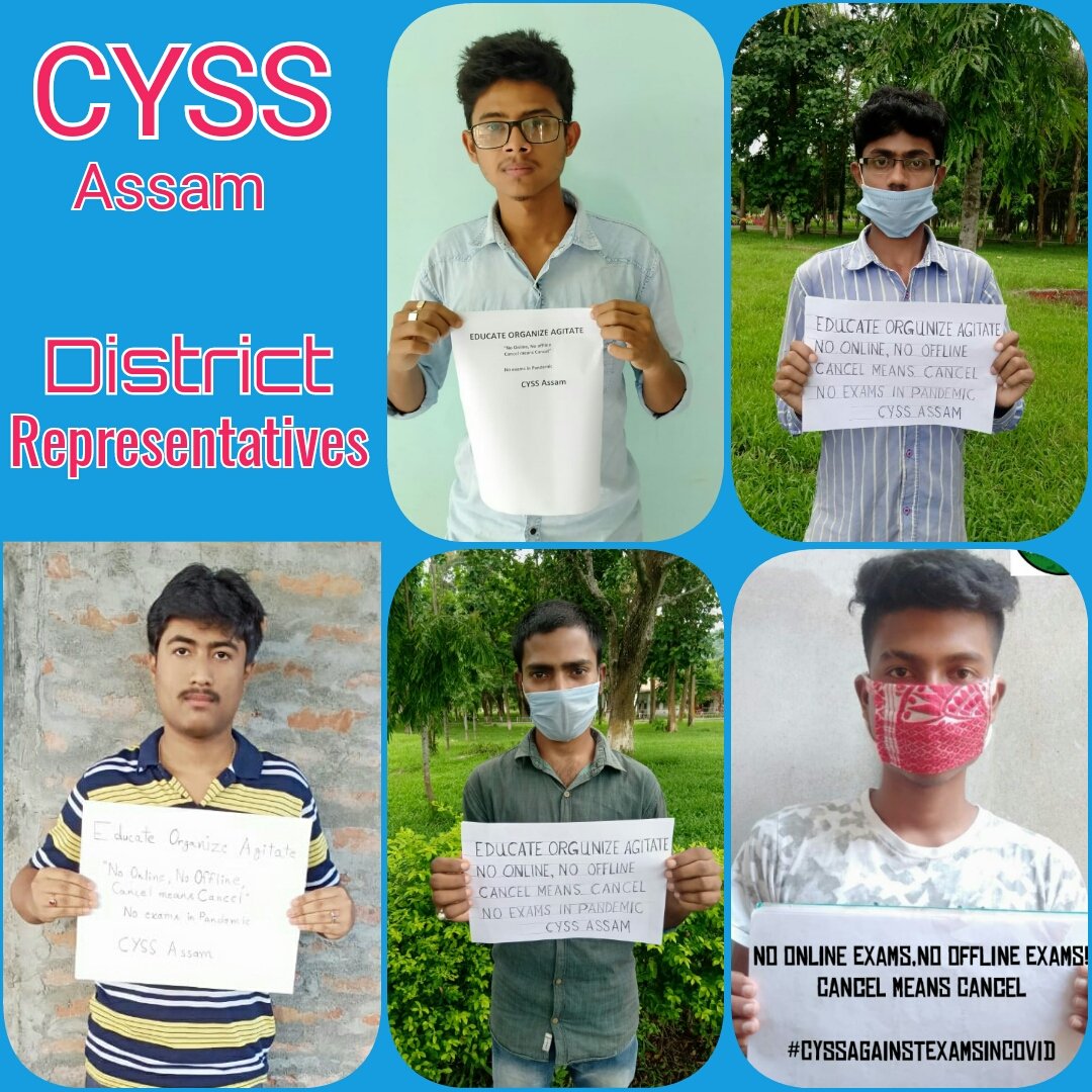 Cyss_AAP's tweet photo. "No Online,No Offline
Cancel means Cancel"
Students on Hunger strike from Assam
#CYSSAgainstExamsInCovid
#NoExamsInCovid
#RejectUGCGuidelines https://t.co/X1XaJCOrus