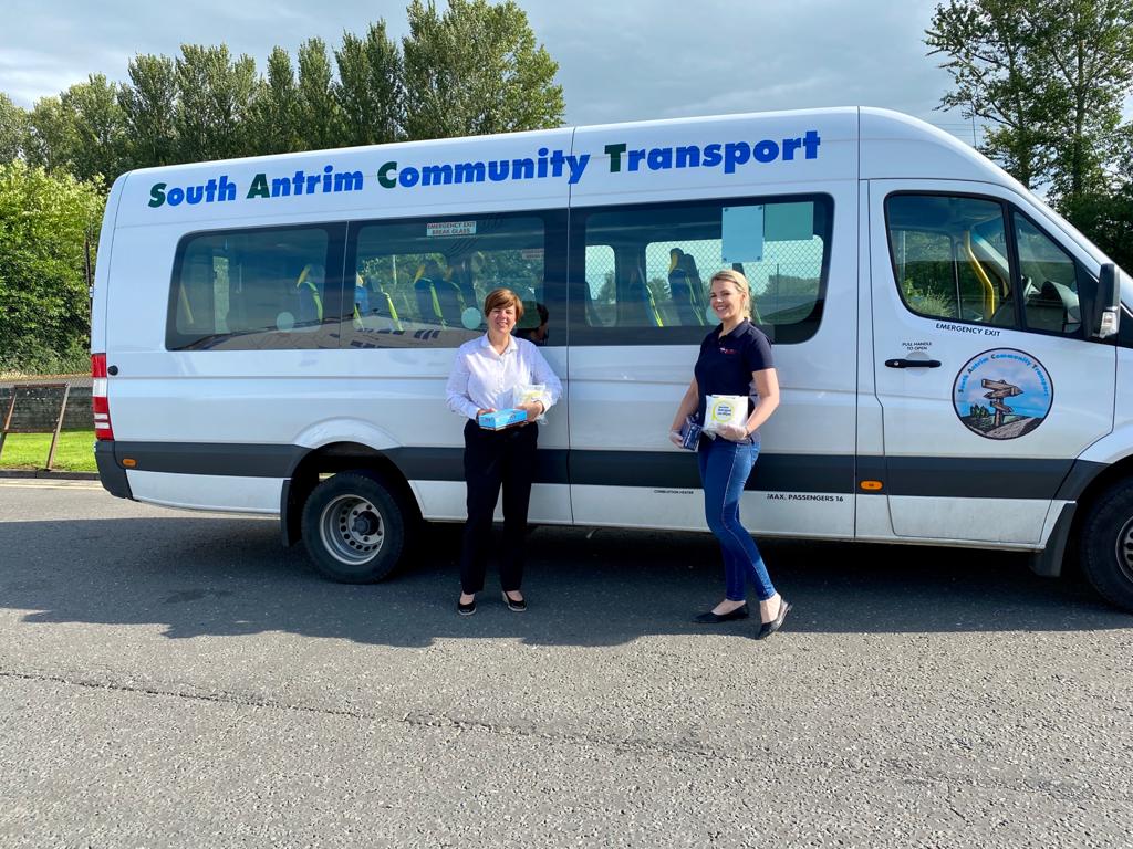 southantrimct's tweet photo. Delighted to receive a delivery of Sani-cloth wipes and gloves from @ppe_ni this morning. Fantastic products, great prices from local supplier. Interesting to hear about the wide range of products available for use by staff, volunteers, on buses etc. #shoplocal #PPE https://t.co/GL3YxB93DF