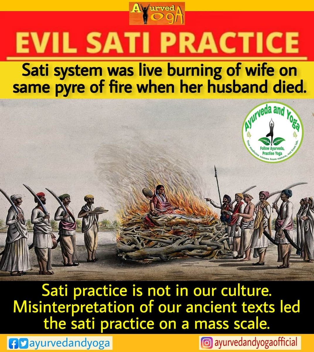 ayurvedandyoga's tweet photo. Sati system (सती प्रथा) is not part of any religion. Now it is not in practice but around 200 years ago it was widely practiced in south east asia. 🙂

#satisystem 
#ayurvedandyoga 🙏
#सतिप्रथा https://t.co/W0UfmhbNYP