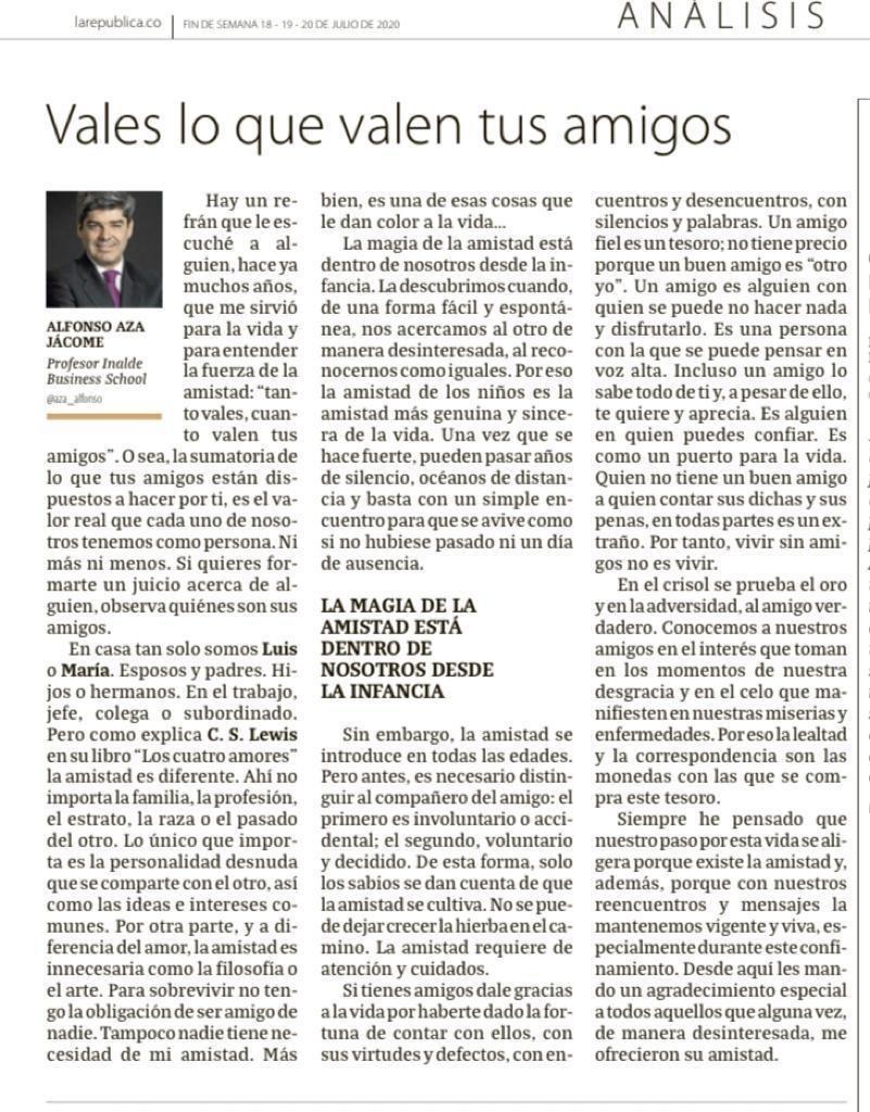 Que GRANDE es la amistad!! 
Magnífico articulo de Alfonso Aza, que me llega en un dia especial. #amistad