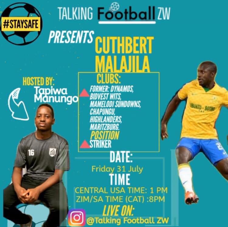 talkFootballZw's tweet photo. Tonight we will check in with with arguably one of the finest number 9 to come out of Zimbabwe Football as we talk about his career, his academy and what he has been up to during this Quarantine period. Cuthbert Malajila will be my guest tonight.  @cazola1985 @dembaredotcoms https://t.co/r7YOQfh9eL