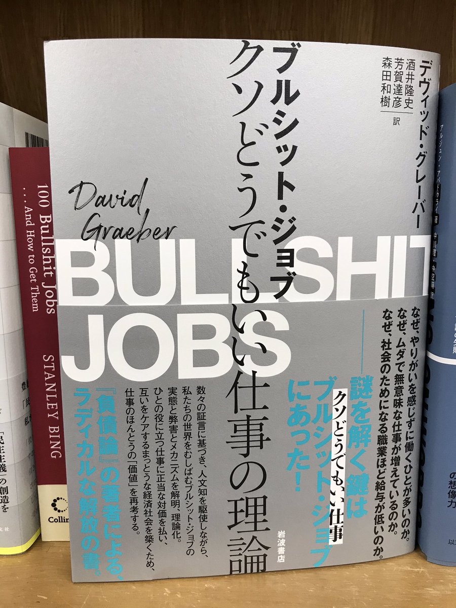 ジュンク堂書店池袋本店 人文書 新刊情報 デヴィッド グレーバー ブルシット ジョブ クソどうでもいい 仕事の理論 岩波書店 負債論 などで知られる著者待望の新刊 誰もが一度は考えるであろう この仕事に意味はあるのかという問いに対し 労働