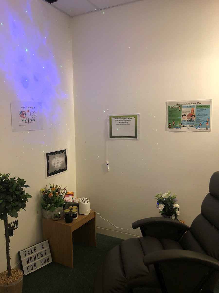 southern_for's tweet photo. Each donation made to our staff support services and calm rooms, has made it easier for staff to rest and recharge. Thank you to Suzi Salt and Lisa Marie Devlin for your donated décor and reclining chairs - they've been sincerely appreciated. https://t.co/m8Es6Seuyi