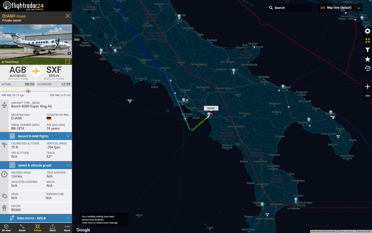 Radar_Assistant's tweet image. DIVERSION ALERT : At Fri Jul 31 10:10:47 2020 #DIAMI from AGB to SXF is 708 nm from destination and appears to be landing elsewhere #AvGeek #ADSB flightradar24.com/DIAMI/25152cc6