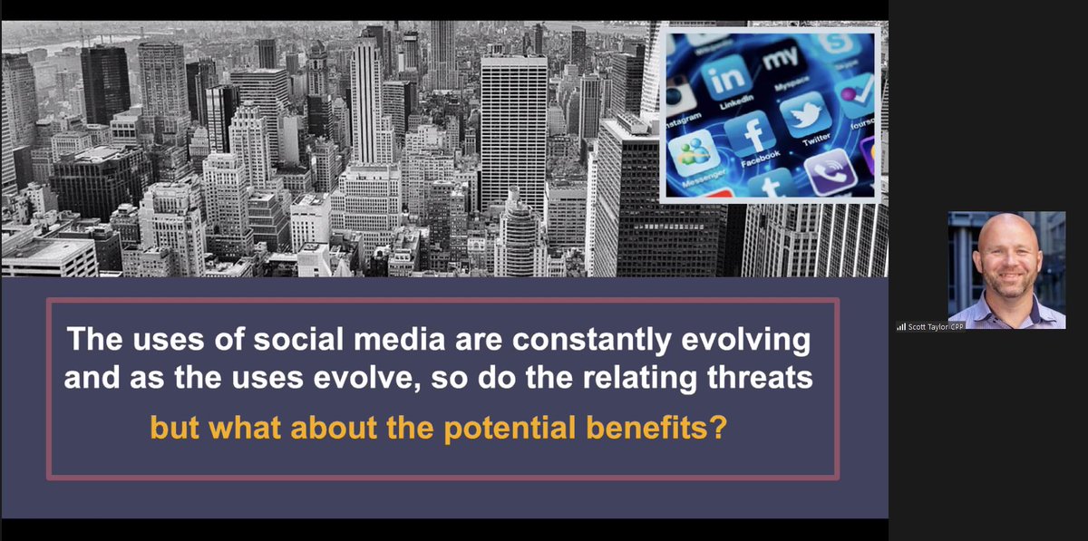 asisact's tweet photo. Excellent presentation from @RiskMitigate Scott Taylor 'Social media security planning for entertainment environments'. ASIS Australia chapter members the recording is on ASIS Connects. Let us know what topics would interest you for future events #asisact #asisinternational https://t.co/jTmNXK3ibb