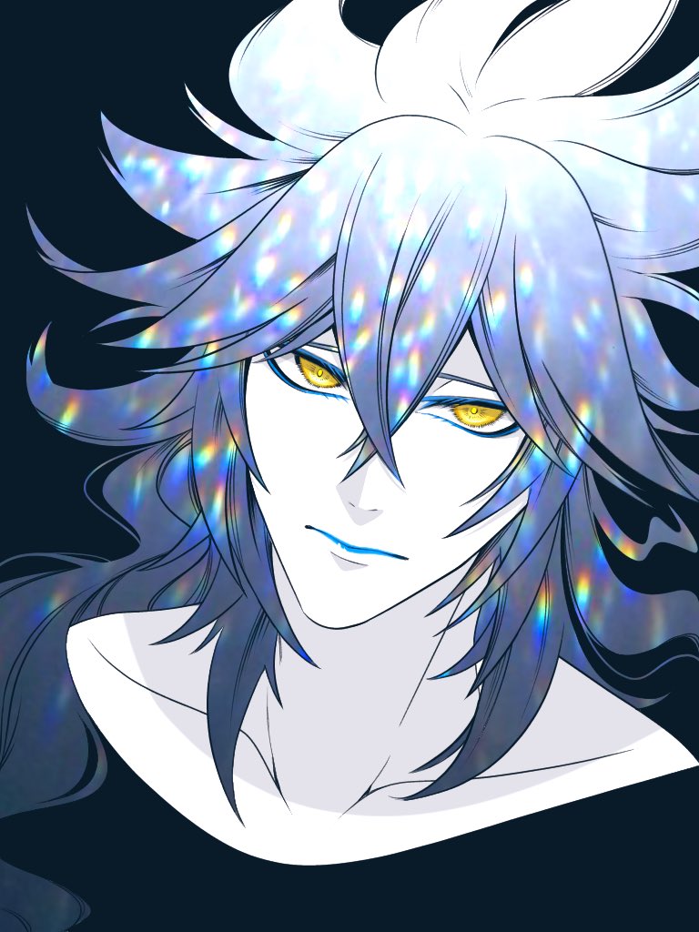 1boy male focus yellow eyes long hair solo makeup blue lips  illustration images