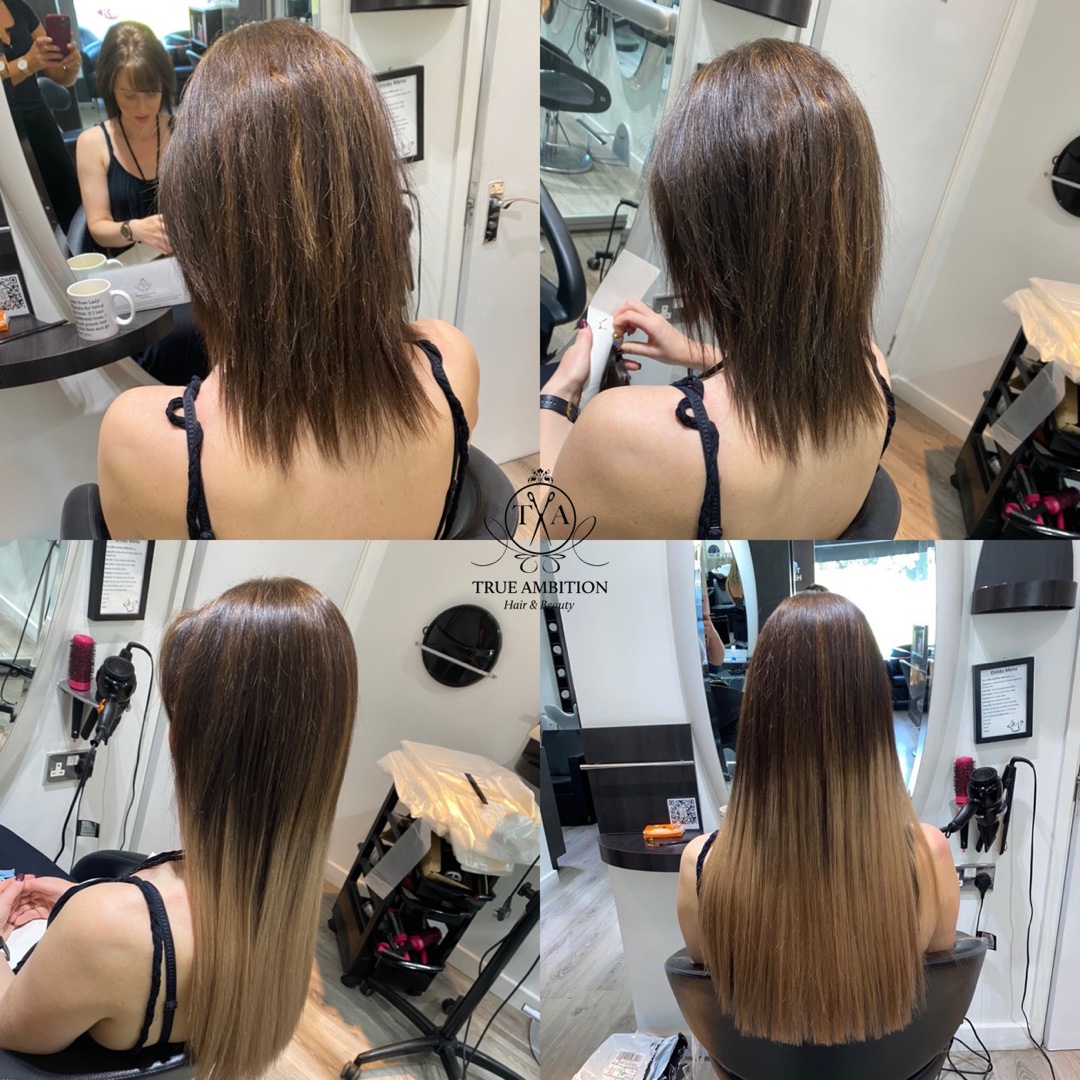 TrueAmbition1's tweet photo. How amazing is Nicki!! Full set of tapes fitted for Jen this morning! If you fancy having some extensions in, give Nicki a call and book a consultation.. #TrueAmbition #tapes #hairextensions #newhair https://t.co/gs9ZIdH2fU