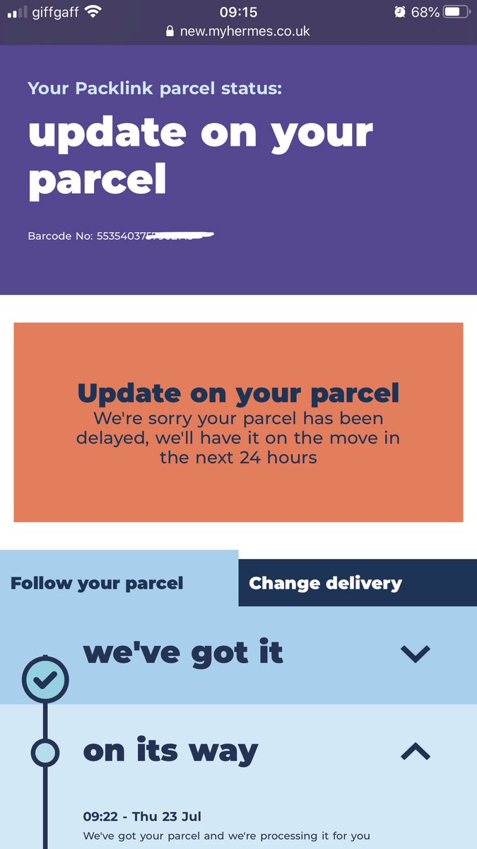 samueleonardo's tweet photo. Hi @Hermesparcels , I need your attention and urgent assistance! The parcel that I sent with you has been delayed since last Friday (24th July) and there has been NO update until now! Please do something. https://t.co/74IVHXxxLk