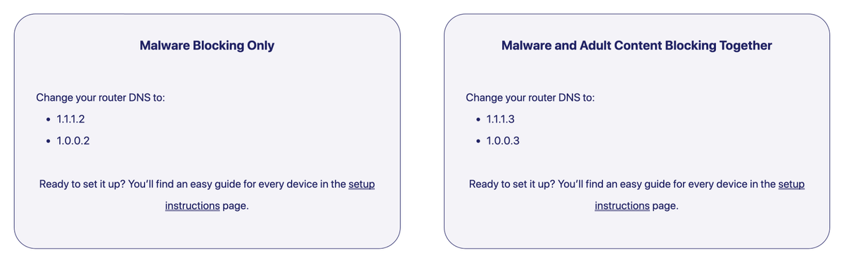 alosefer's tweet image. هل تريد حجب المواقع الإباحية+Malware من أجهزة عائلتك،شركتك، الجامعة...؟هذا هو الحل ومجاناً😍
Primary:1.1.1.3
Secondary:1.0.0.3
ايفون
appleinsider.com/articles/18/04…
اندرويد
devilbox.readthedocs.io/en/latest/howt…
راوتر
developers.cloudflare.com/1.1.1.1/1.1.1.…
ويندوز
developers.cloudflare.com/1.1.1.1/1.1.1.…
المزيد
developers.cloudflare.com/1.1.1.1/1.1.1.…