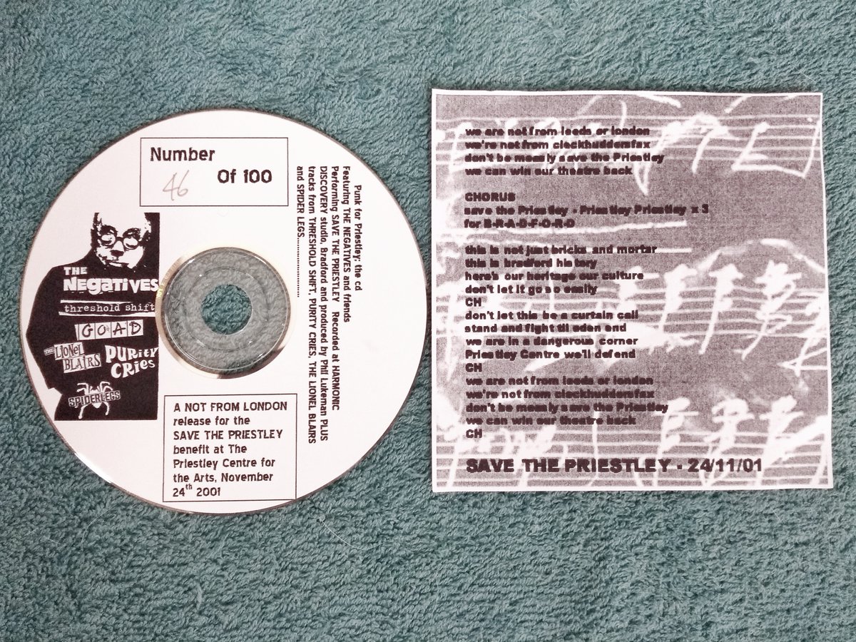 ...It was a great night, loads of energy and some really nice people. Lead group was The Negatives, a Bradford punk band from the '70s. They wrote a special song for the gig and the lyric sheet was included with the CD.”