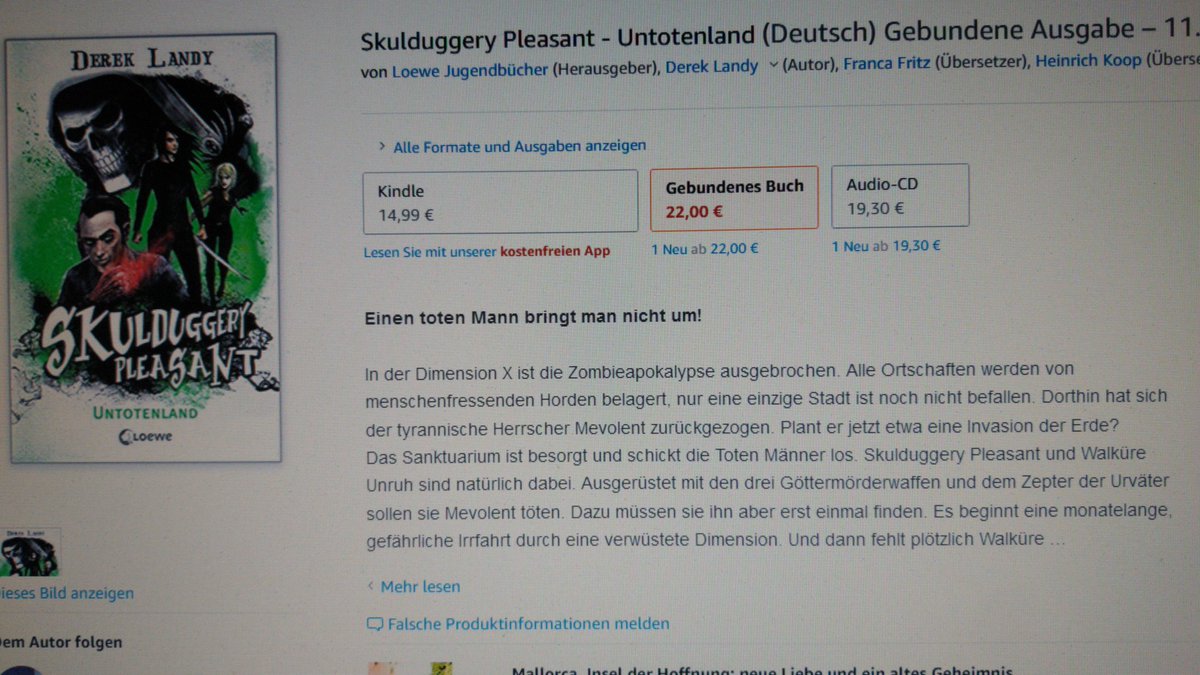 RukiZombie's tweet photo. Just saw this: we can now preorder Seasons of War in german! Yai!
I read the description and it sounds LIT AF ! I'm really excited (despite having to wait a few more month)!
The title translation is kinda weird though
#SkulduggeryPleasant #SeasonsofWar #Untotenland @DerekLandy https://t.co/fw7qM9MbN2