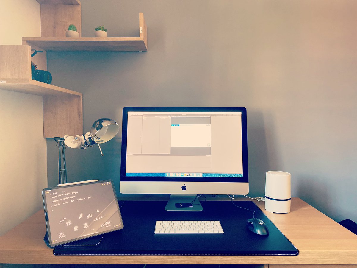 JVekaria's tweet photo. This is where all the work for Pocket Build has been happening for the past few weeks. I absolutely did not clean my entire desk for this picture. Stay tuned for a new update soon. #workingfromhome #paperless #gamedev #gamedev https://t.co/IMJez5NU1v