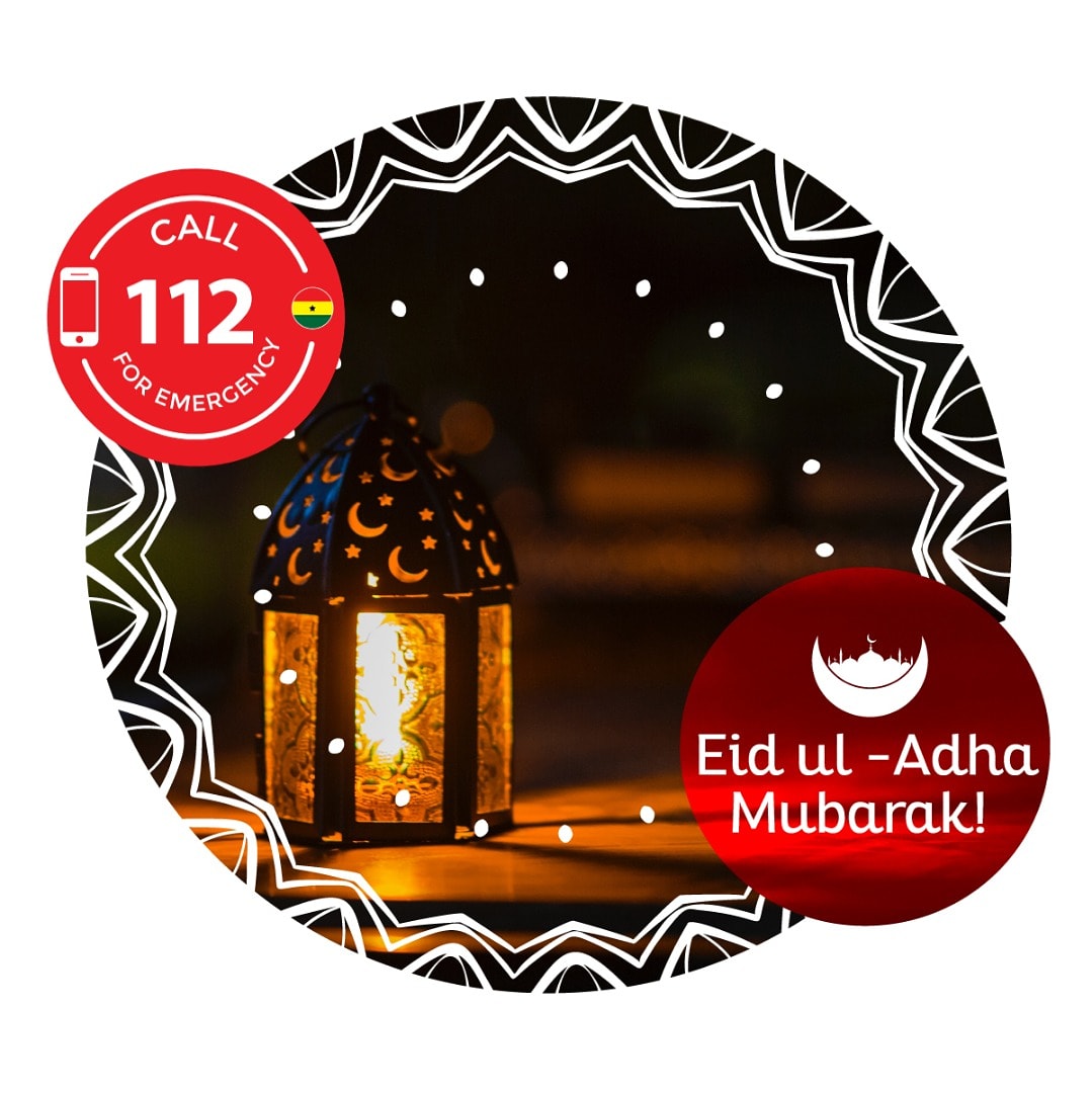 112EmergencyGh's tweet photo. Eid Mubarak to you and your family. May this Eid ul-Adha bring nothing but joy and peace to all.

#Dial112
#Helpwillcome 
#Wearesafe
#shattamovement 
#EidMubarak 
Ghana https://t.co/NNukq5zR1u