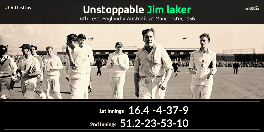 cricbuzz's tweet photo. #Onthisday in 1956, Jim Laker did this 😮😮 https://t.co/3E8d7lF1Ns https://t.co/yhlVunruuD