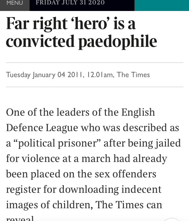 Here he’s taken a leaf from the book of this guy, Richard Price, close friend of Tommy Robinson & EDL organiser.When he was convicted of violence at an EDL march Tommy & co called him a hero & ‘political prisoner’. He was ALREADY on the register for indecent images of children