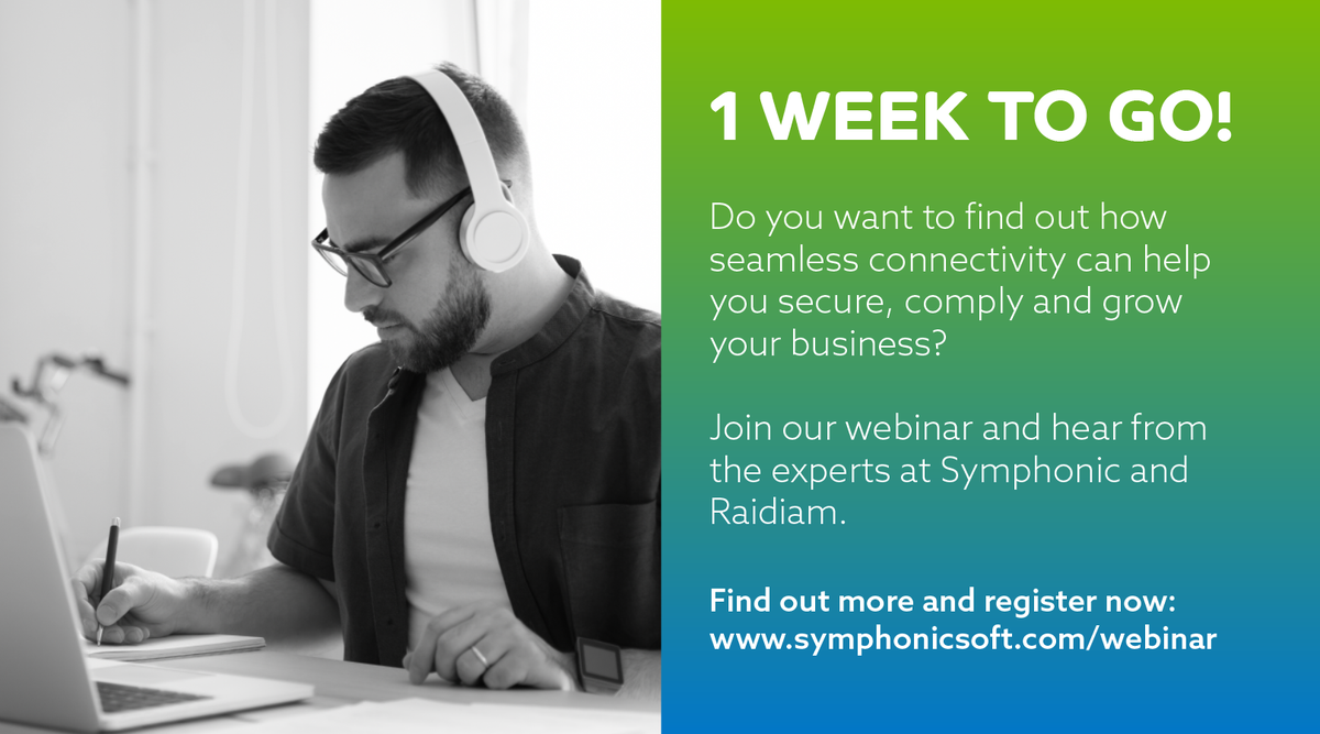 Just 1 week left to sign up for our webinar! 😀 Find out more and register at : symphonicsoft.com/webinar #webinar #authorization #connectivity #compliance #security