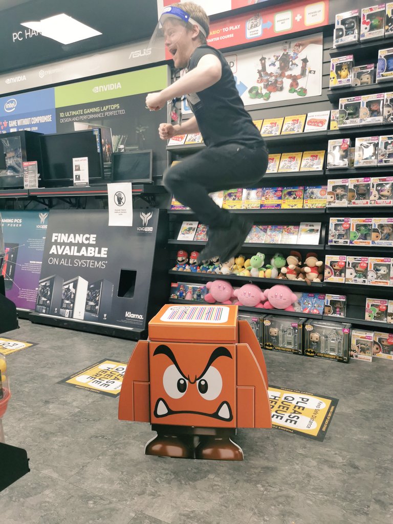 GAMEYork's tweet photo. #LegoSuperMario is out TOMORROW! Who's excited?

Tom's in a goomba stomping mood already 😂

Get in early tomorrow to secure your starter pack and 10% back for #GameElite members! https://t.co/h7AWaFFygB