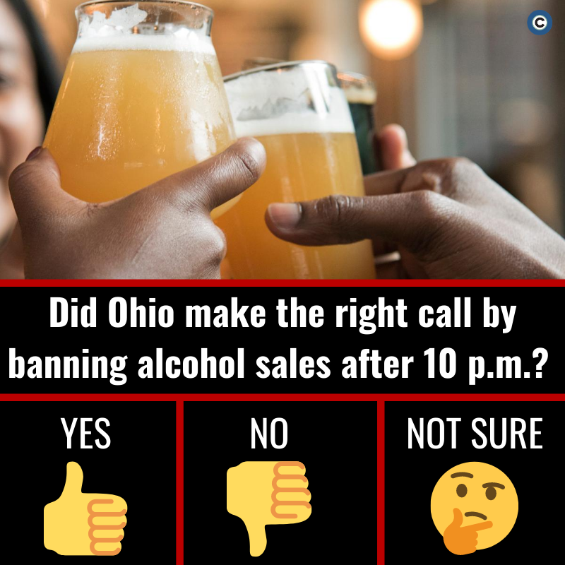 clevelanddotcom's tweet photo. All Ohio establishments serving alcohol must stop doing so by 10 p.m. Customers will have until 11 p.m. to finish their drinks. The Ohio Liquor Control Commission unanimously adopted the rule Friday, and Gov. DeWine’s office said he would sign it, to go into effect tonight. https://t.co/ChJVuG5vcY