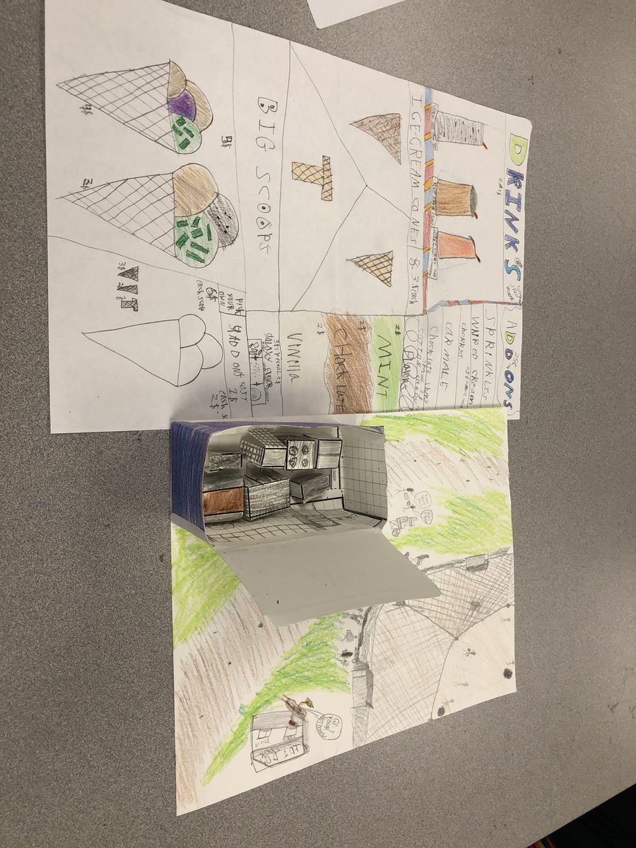 We showcased all our hard work this summer with our very own “Food Truck Festival”! We made menus and models of our food trucks complete with the location of our trucks! What would you order?? <a href="/point_stony/">Stony point</a> <a href="/bar_sni/">Sni-A-Bar Elementary</a> <a href="/JamieJblack/">Jamie Black</a> <a href="/DeannaSnedeger/">Deanna Snedeger</a> #gvsummersoar