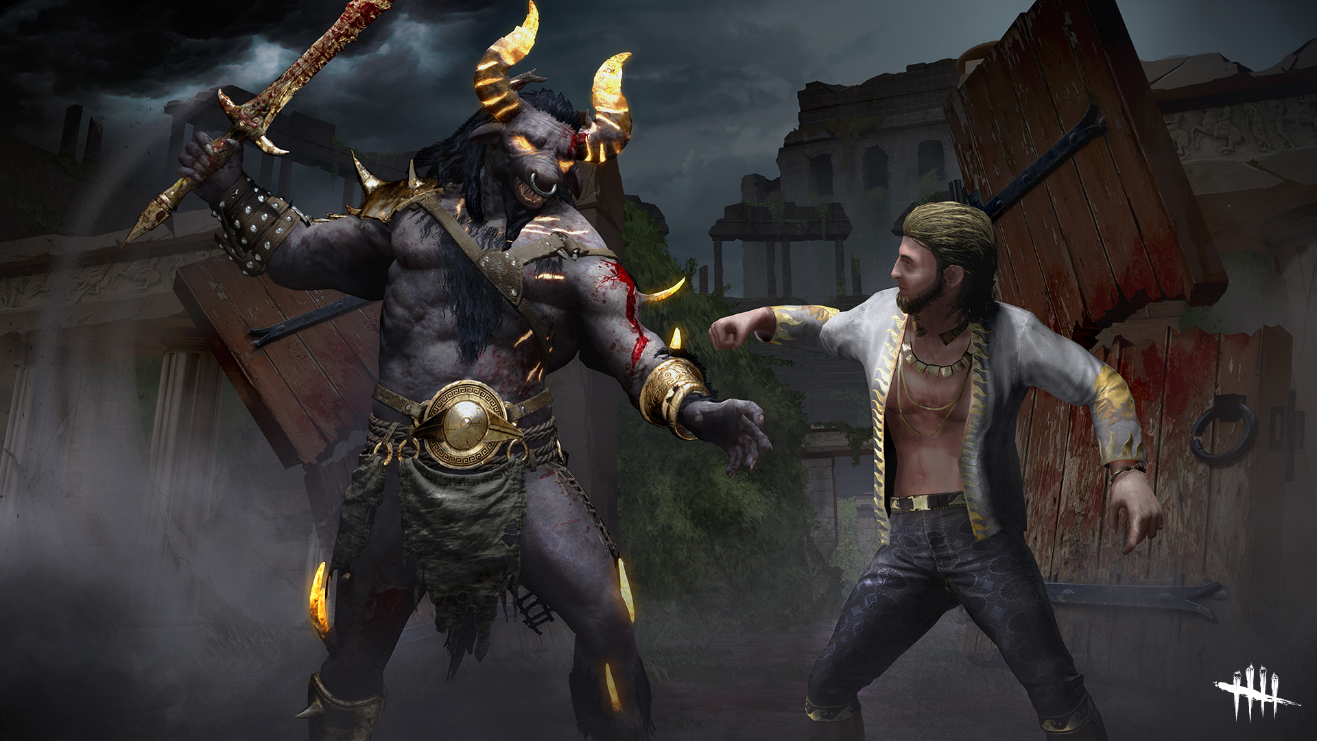 公式 Dead By Daylight まるで迷宮のようなその霧から 新たな化身が苦痛とともに現れた 鬼の ミノタウロス セットとキングの オリュンポスのチャンピオン コーディネイトがpc版 家庭版のゲーム内ストアに登場しました 伝説を作り出せ