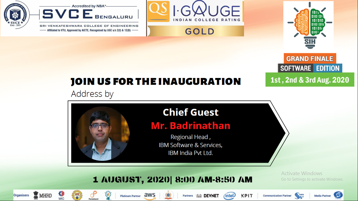 SvceBengaluru's tweet photo. Join the SIH2020 Inauguration ceremony of SVCE Nodal Center using youtube By following link:
https://t.co/bLol4QgDO5
 Inauguration Timing is 8:00 AM https://t.co/3p2CaJRjEP