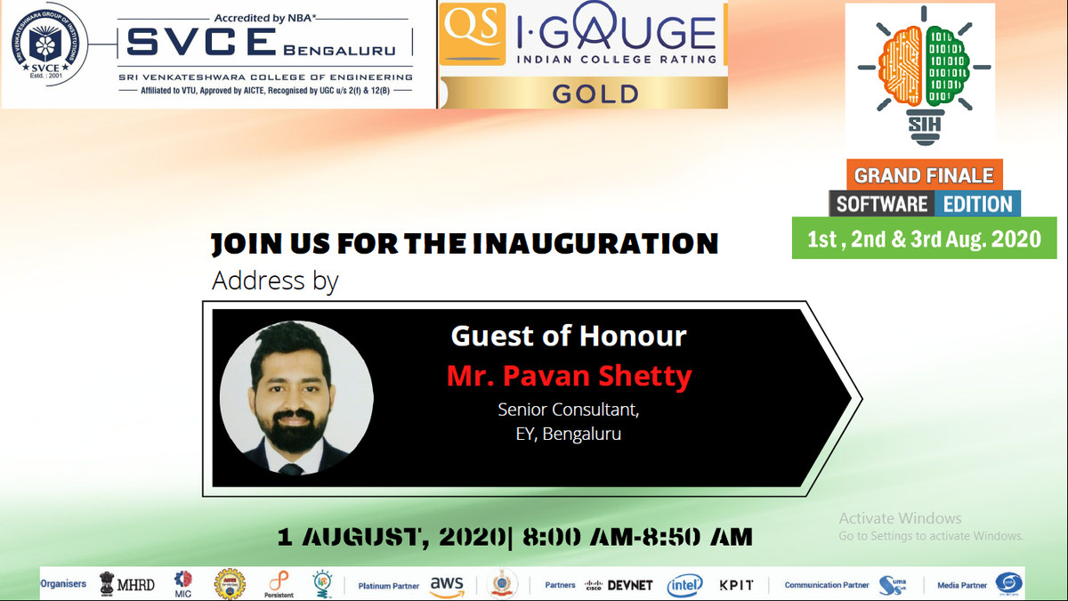 SvceBengaluru's tweet photo. Join the SIH2020 Inauguration ceremony of SVCE Nodal Center using youtube By following link:
https://t.co/bLol4QgDO5
 Inauguration Timing is 8:00 AM https://t.co/3p2CaJRjEP