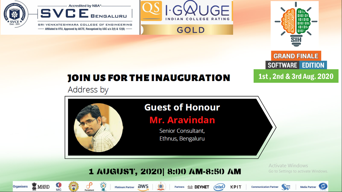 SvceBengaluru's tweet photo. Join the SIH2020 Inauguration ceremony of SVCE Nodal Center using youtube By following link:
https://t.co/bLol4QgDO5
 Inauguration Timing is 8:00 AM https://t.co/3p2CaJRjEP